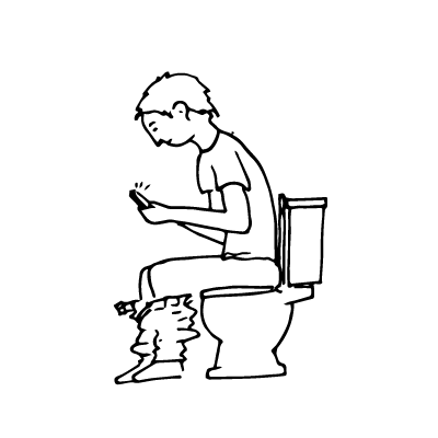 Man Sitting On Toilet